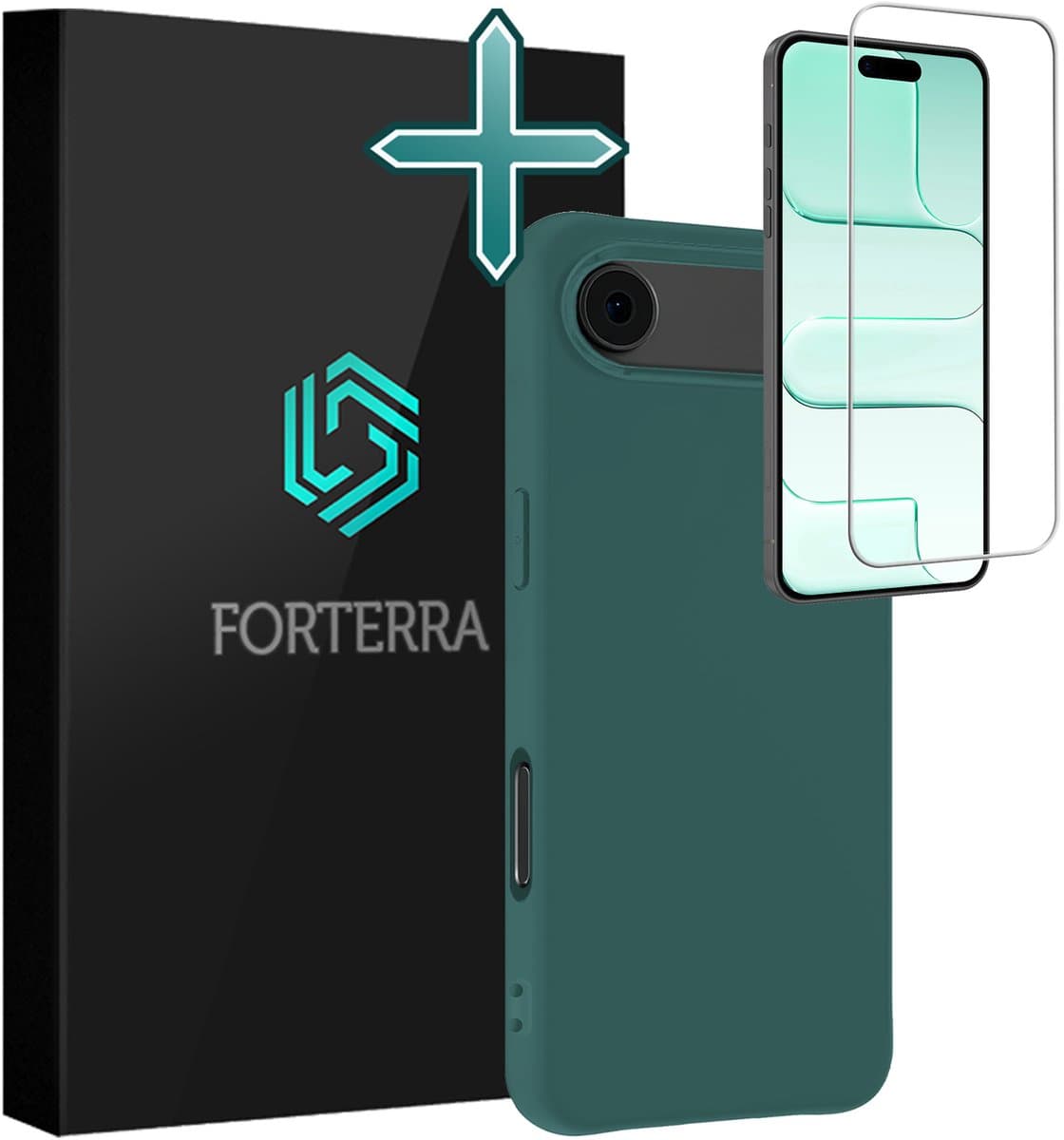 Hoesje Met Screenprotector - Geschikt voor Apple iPhone Air - Sterk & Shockproof - Telefoon Hoes - Back Cover - Siliconen Case - Donkergroen