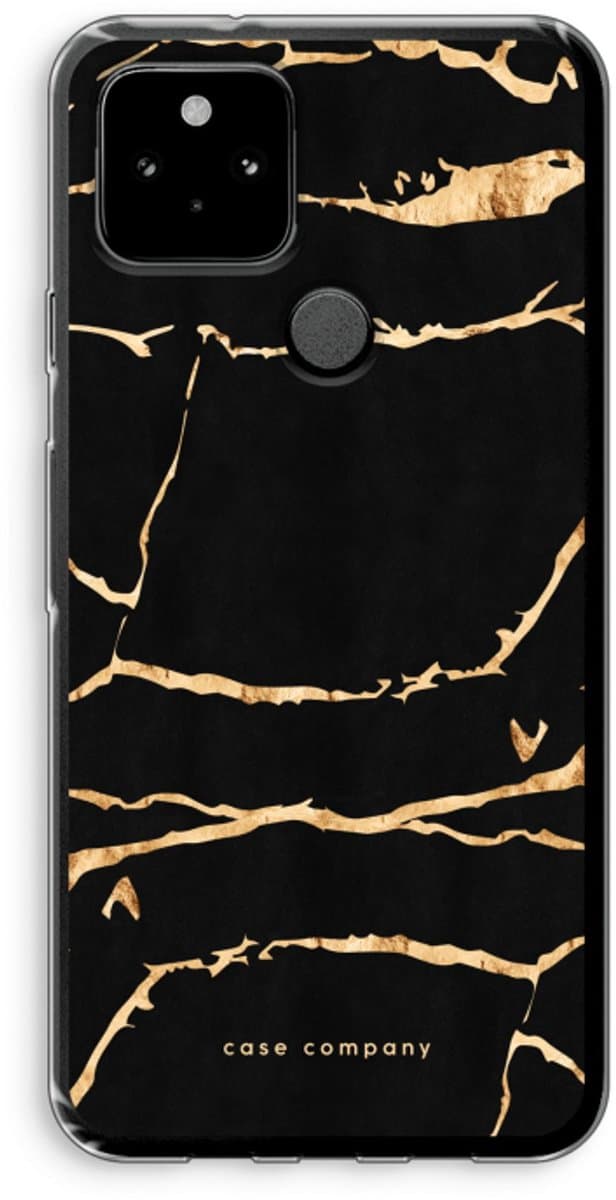 Case Company® - Hoesje geschikt voor Google Pixel 5 hoesje - Gouden marmer - Soft Cover Telefoonhoesje - Bescherming aan alle Kanten en Schermrand