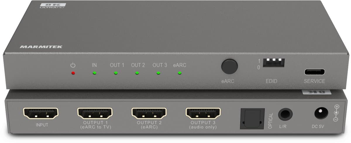Marmitek Connect AE34 HDMI Audio Extractor / HDMI naar audio - 8K eARC - Voor AV-receiver en soundbar