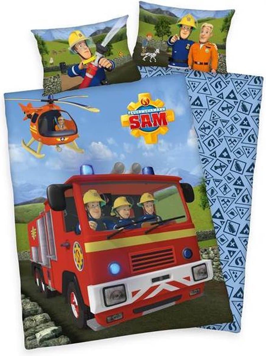 Brandweerman Sam - Dekbedovertrek - Ledikant - 100x135 cm + 1 kussensloop 40x60 cm - Multi kleur