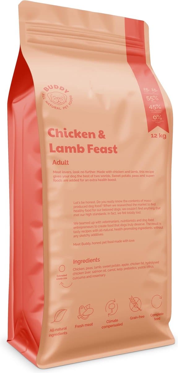 12 kg Buddy chicken / lamb feast hondenvoer