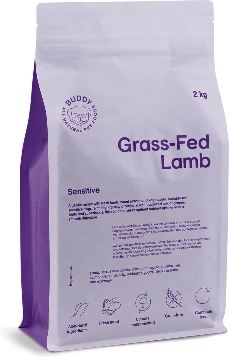 Buddy graanvrij hondenvoer met lamsvlees van graasgevoerde schapen 2 kg