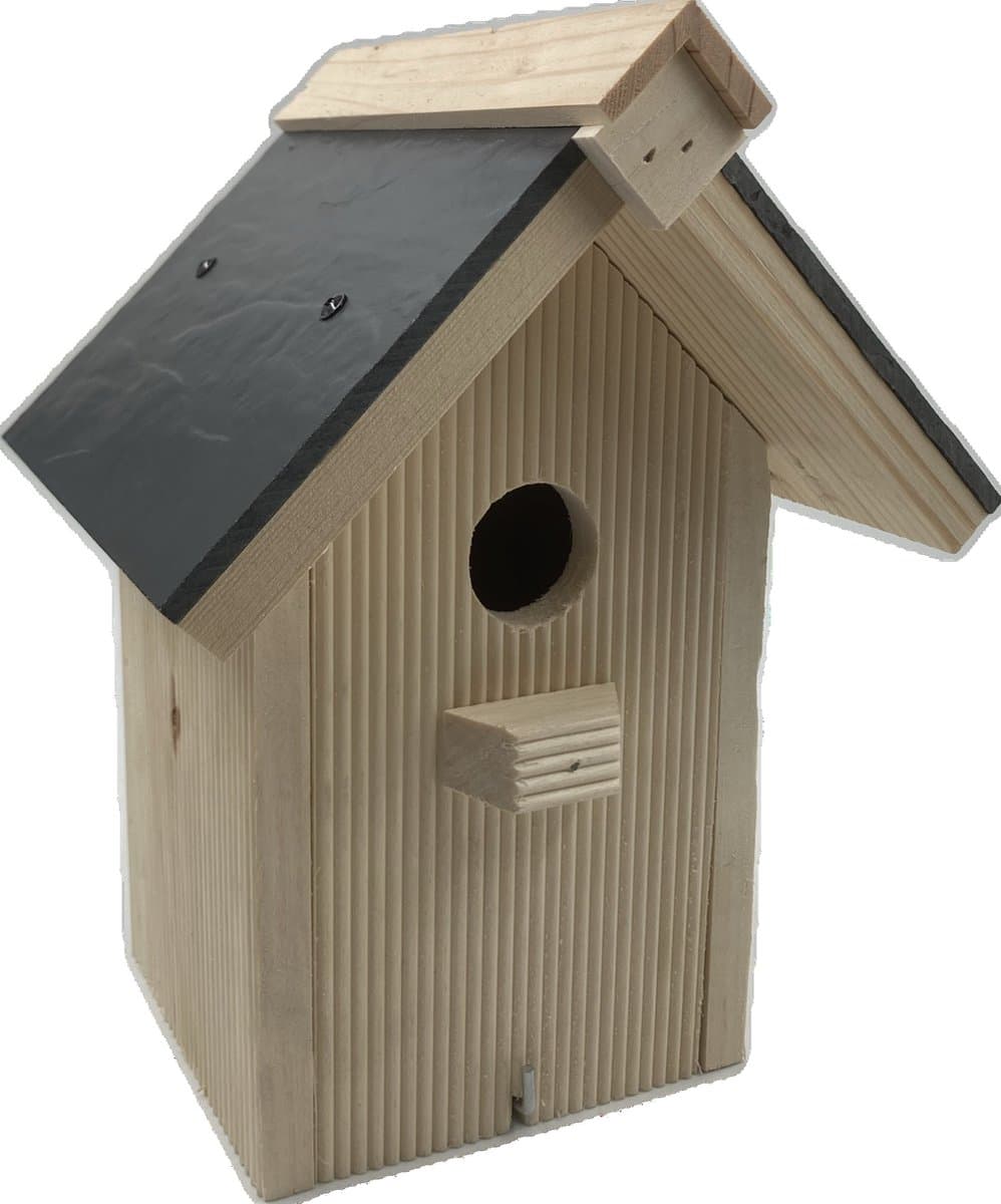 GARDEN SPIRIT Vogelhuisje leisteen dakje 20x26x18 cm Nestkastje vlonderhout