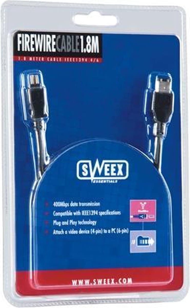 Sweex Firewire Cable 4P/6P 1.8M 1,8 m