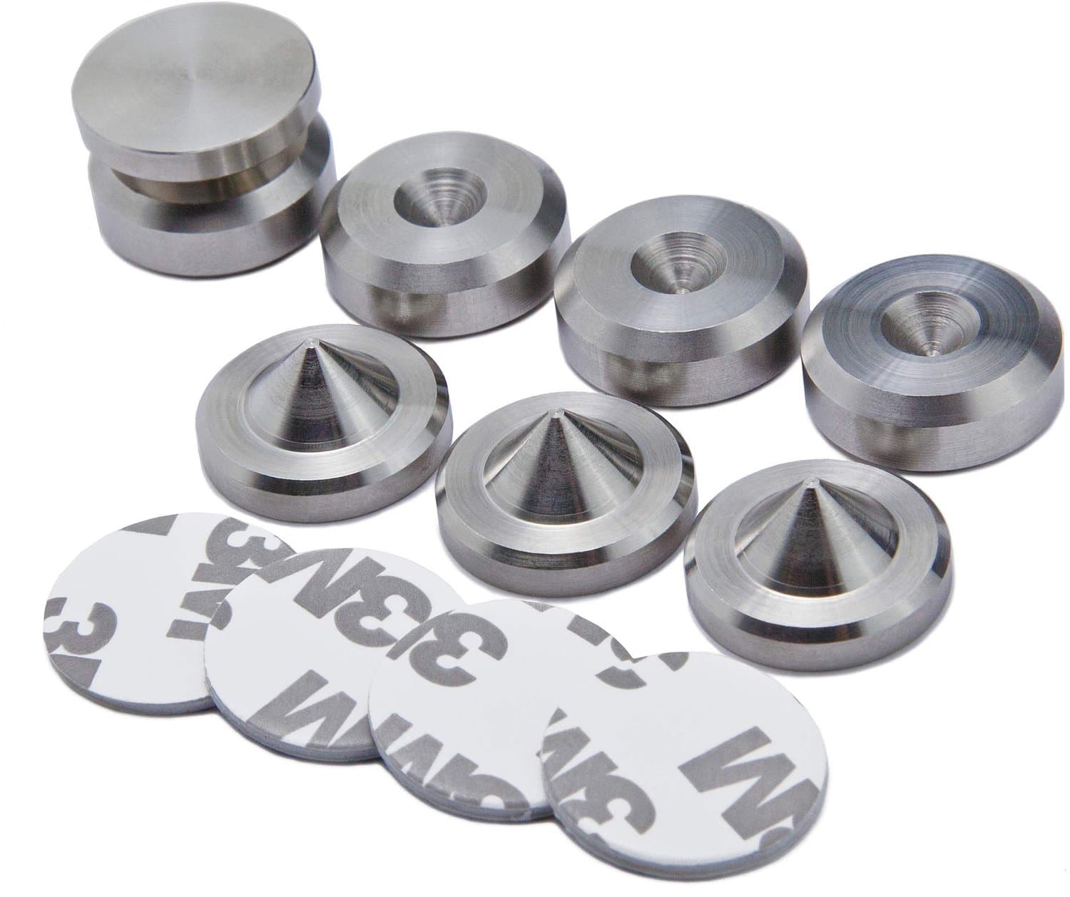 Speaker spikes en pads set - massief roestvrij staal - 20mm diameter - verbeterde geluidskwaliteit - ShopVlot