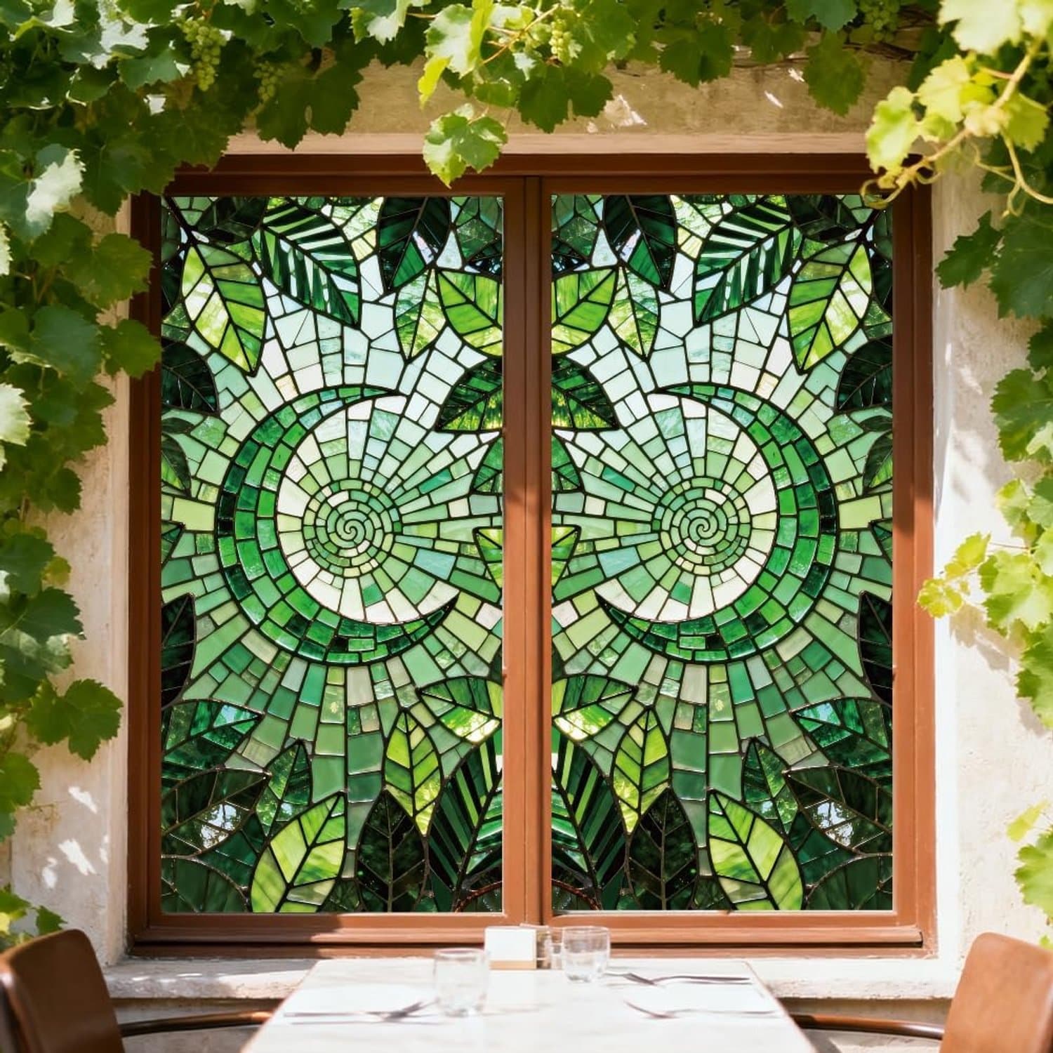 Famanu – Dubbelzijdige raamstickers met maan en bladeren, herbruikbaar, herfst en winter decoratie
