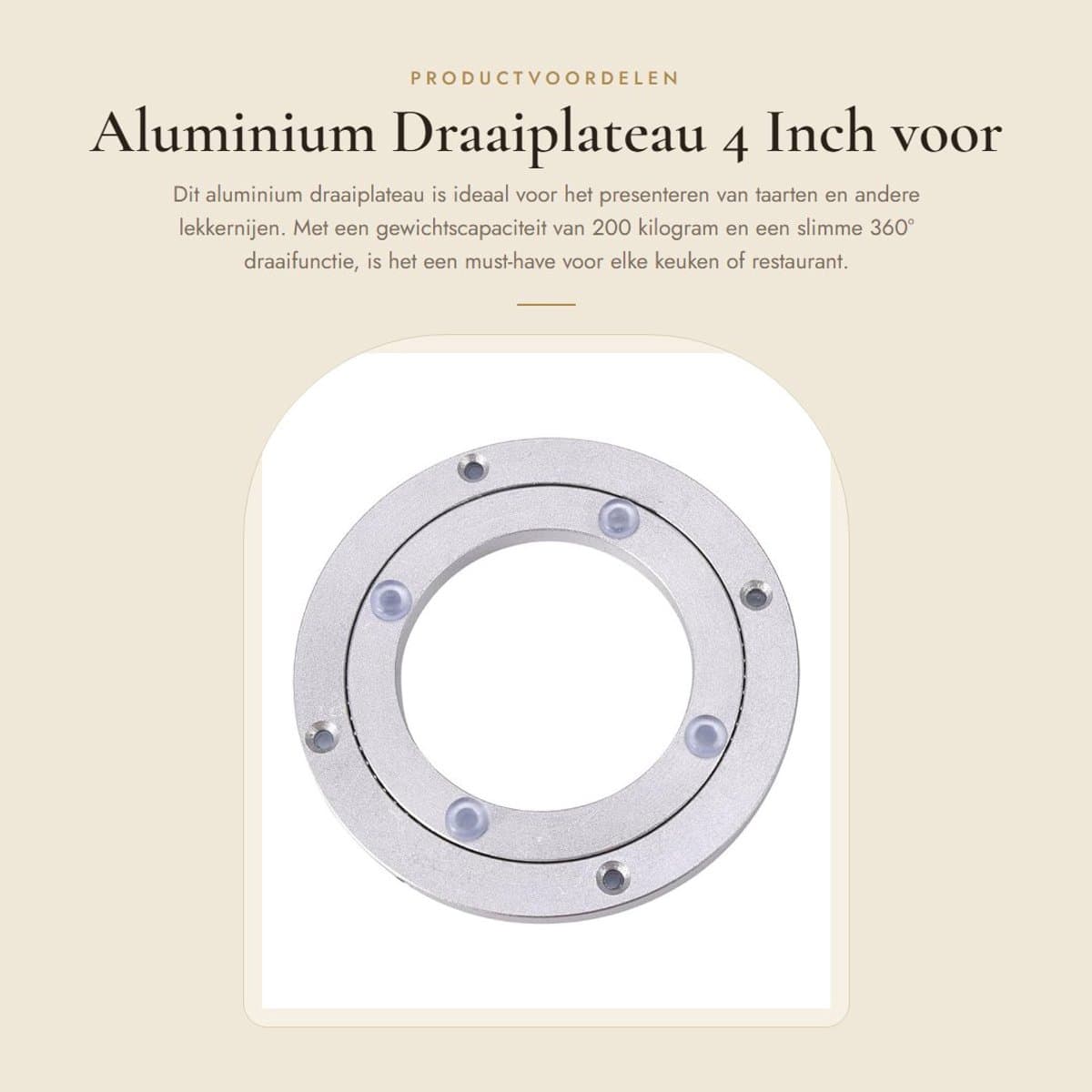 Dailygoods - Aluminium Draaiplateau 4 Inch voor Taartdecoratie en TV Monitor