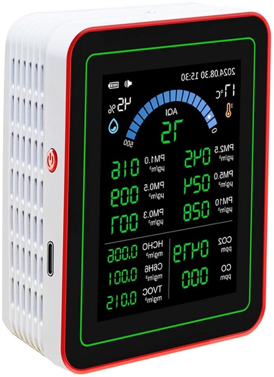 Luchtkwaliteit Tester - Binnenhuis Monitor - Gezond Leven - 18 Functies - 2.8 Inch Scherm - Zwart
