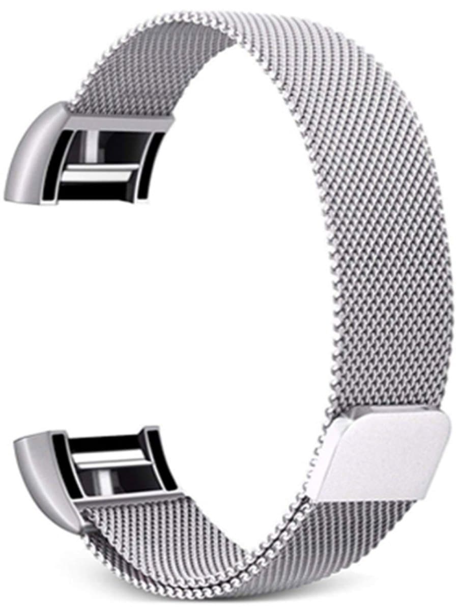 Smart Watch roestvrijstalen polsband Horlogeband voor FITBIT Charge 2, maat: S (zilver)