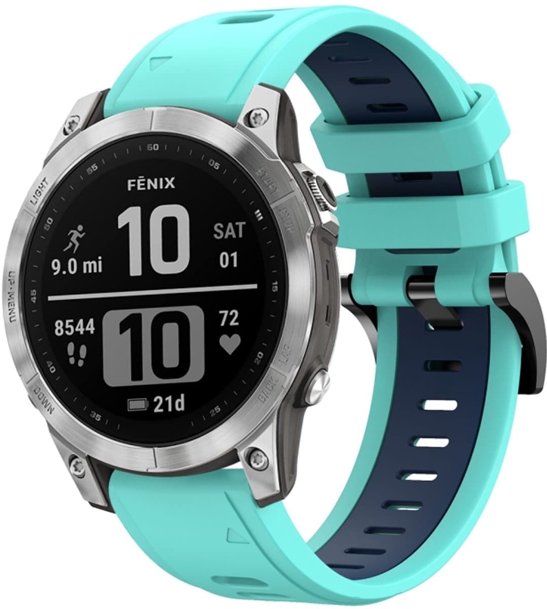 Voor Garmin Instinct 2 Solar Sports tweekleurige siliconen horlogeband (mintgroen + blauw)