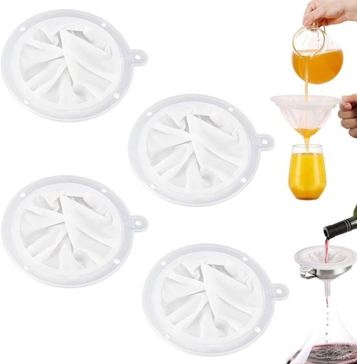 Zeef Fijnmazig 4 Stuks - Nylon Keukenzeef - Voedselfilterzeef - Filter voor Melk/Sap/Wijn - 200/300/400/450 Mesh - Hoogwaardig Nylon - Filterzeef