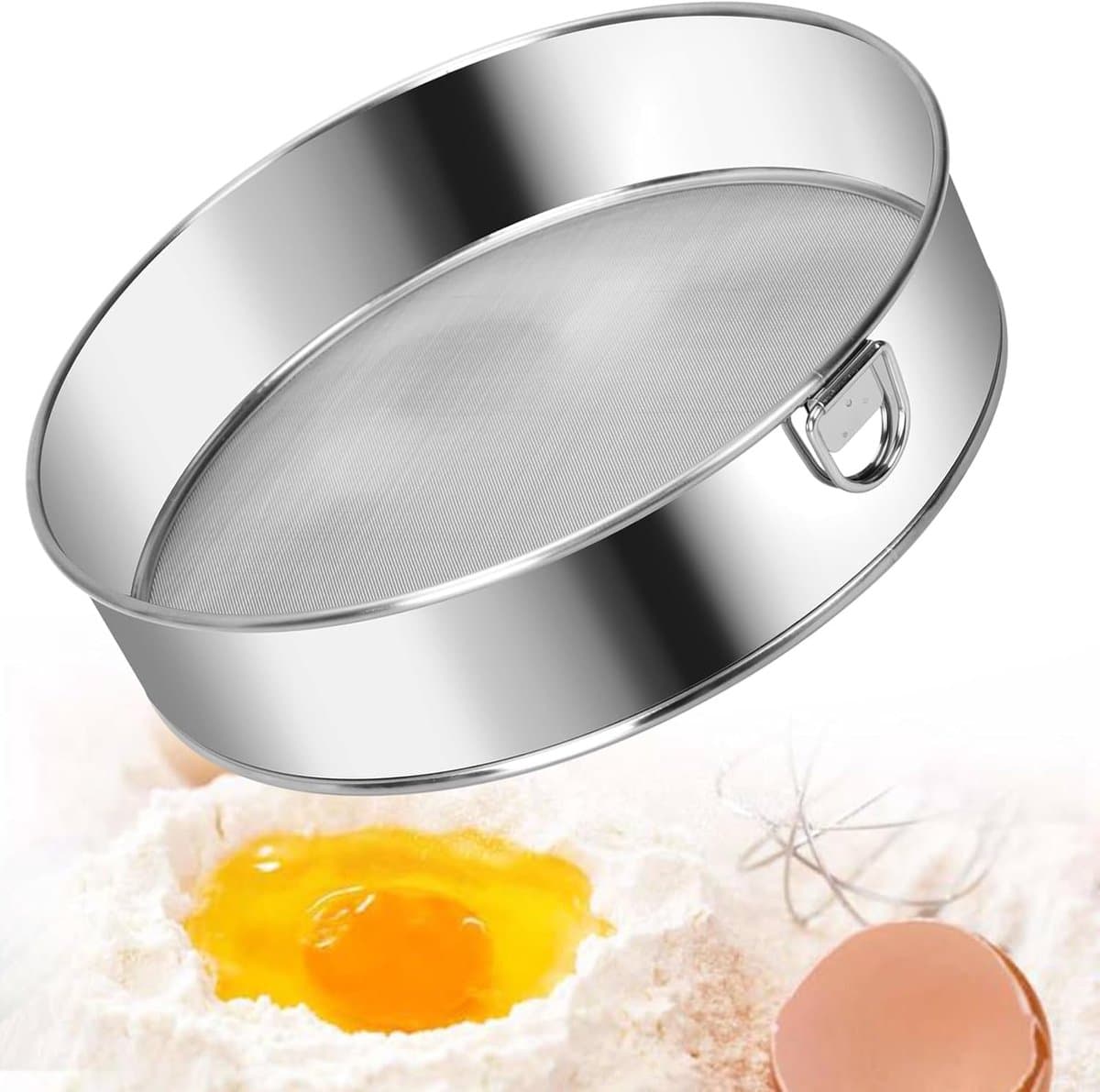 8 Inch Stainless Steel Flower Sieve - 20cm Strainer - Fijne Ma mesh Ronde Sieve - Handheld Suiker Sieve - Meel Shaker voor Bakken - Decoreren van Taarten, Gebak, Cupcakes