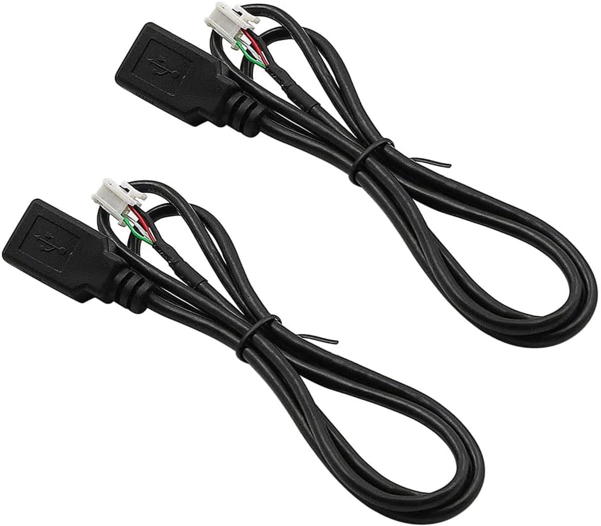 Pack of 2 USB Car Extension Cable - 4 Pin 76 cm - Compatibel met Android Car Radio - Stereo - Externe USB Sticks - Snelladen Mobiele Telefoons
