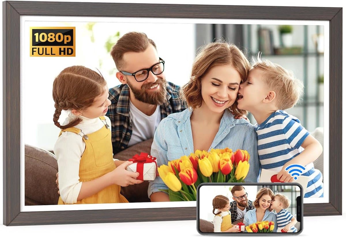 Grote Digitale Fotolijst 21,5 Inch - FHD IPS, WiFi, Lichtsensor, 32 GB, Foto's en Video's Delen