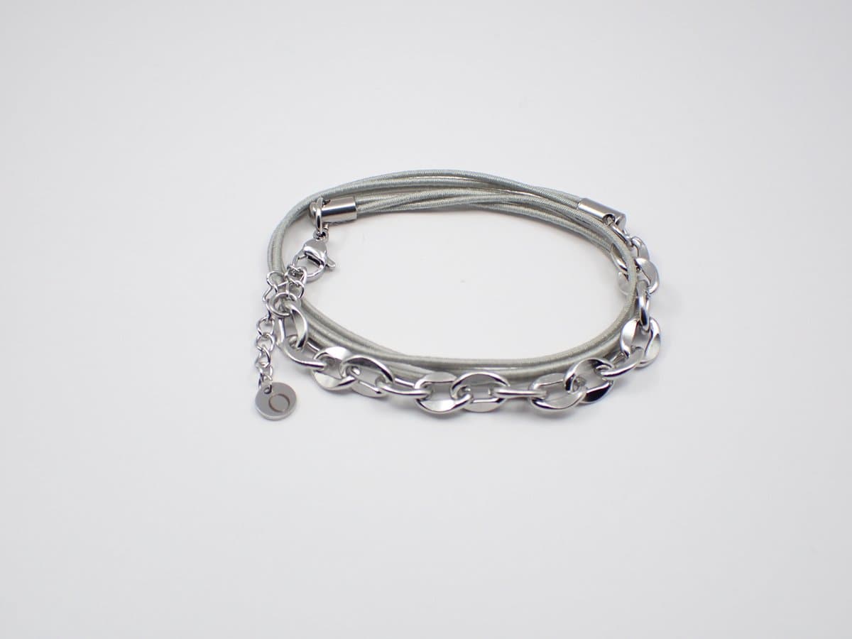 Colure® wikkelarmband jasseron robuust ovaal plat grijs