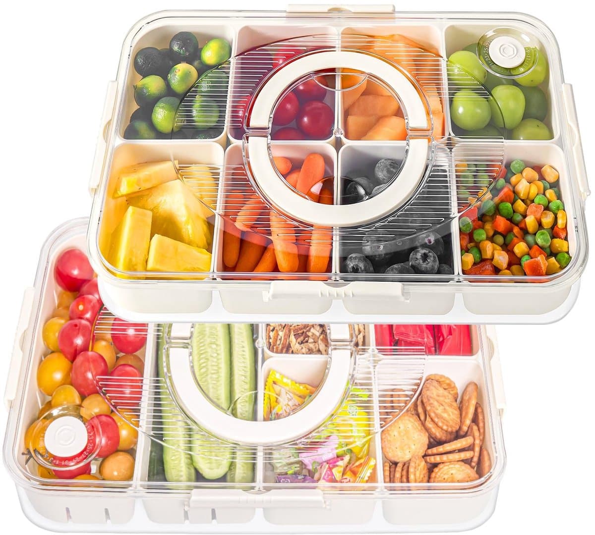 Dailygoods - Snackbox - Herbruikbaar - 2 Sets Snackborden - Organizer voor Snoep en Noten - Vaatwasmachinebestendig - Voor Kinderen - 14 Vakken