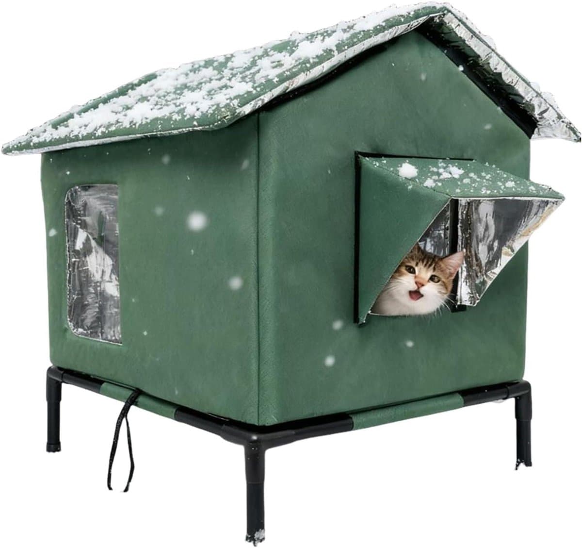 Geïsoleerd Kattenhuis - Warm Kattenverblijf - Bescherming tegen Weer - Meerlaagse Isolatie - 40 x 36 x 50 cm - Grijs