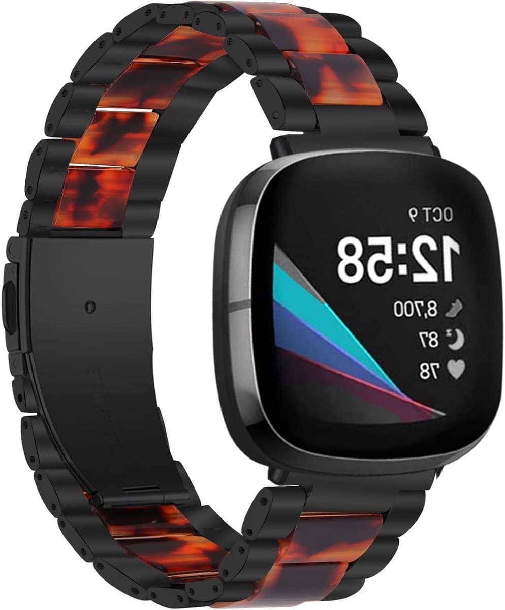 Horlogeband Hars RVS - Armband Smartwatch - Sportactiviteiten - Verstelbare Gesp - 140-205mm pols - Zwart