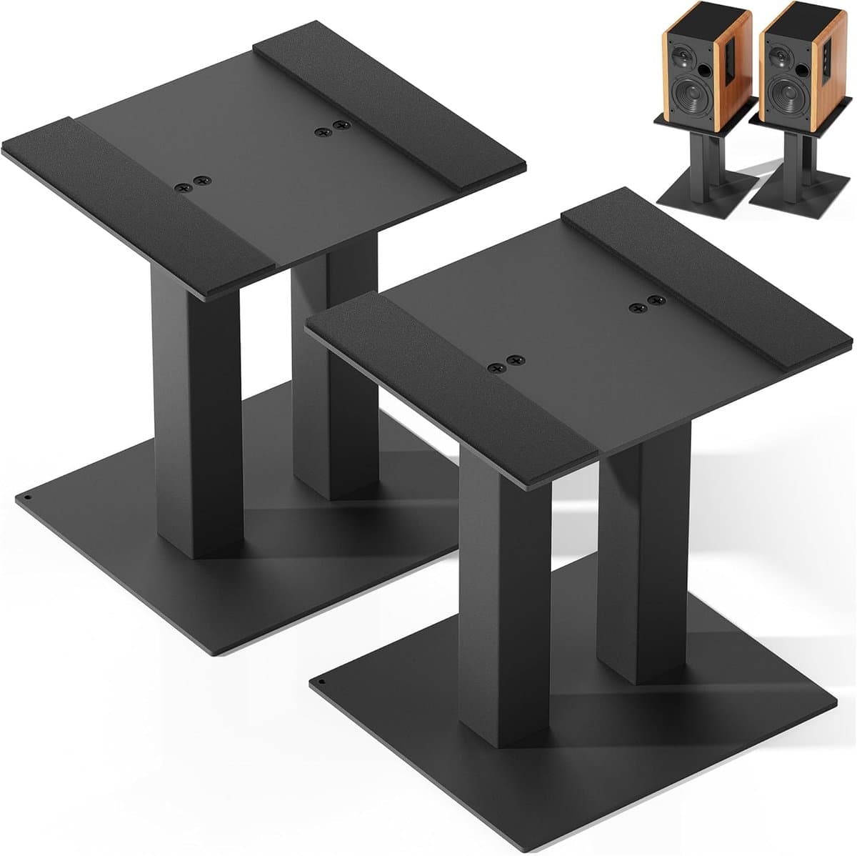 Speaker Stands - Audio Verhogers - Geluid Verbeteren - Stabiel Metalen Ontwerp - 21x24x25 cm - Zwart