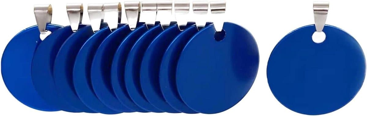 Hondenpenningen Aluminium - ID Tags - Huisdier Identificatie - DIY Graveren - 3cm Diameter - Blauw