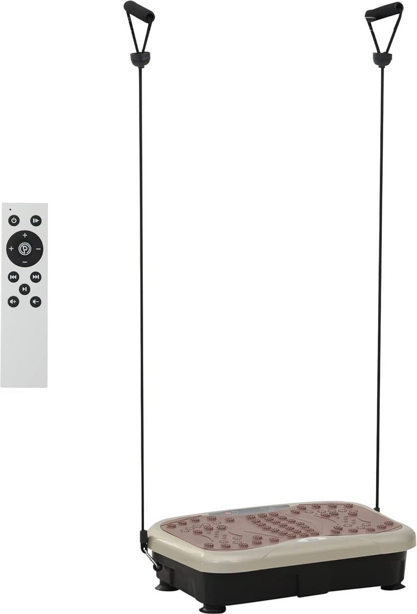 HOMCOM trilplaat vibratietrainer vibratietoestel fitnesstrainer LED-display USB-luidspreker trainingsbanden afstandsbediening