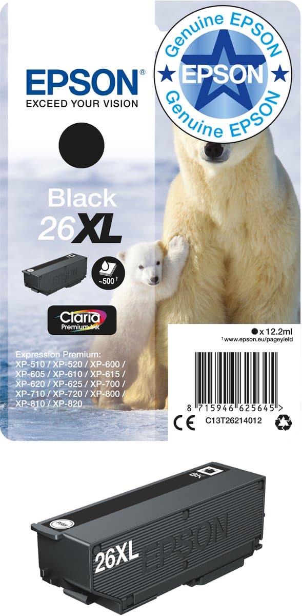 Shout 26XL Claria Premium-inkt, zwart, enkelverpakking