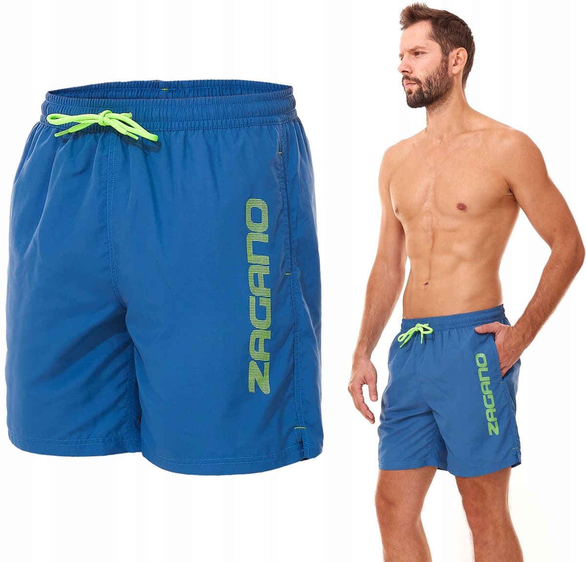 Zagano - Zwemshort heren - Maat L - Donkerblauw - Lange zwembroek heren - Sneldrogend - Sport zwembroek - Zwembroek voor het zwembad