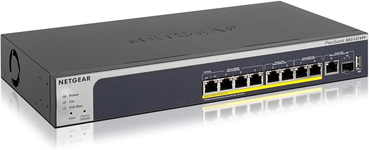 Netwerk Switch - Multi-Gigabit Switch - Zakelijk Netwerk - 10G Poorten - 16.9 x 32.8 x 4.3 cm - Zwart