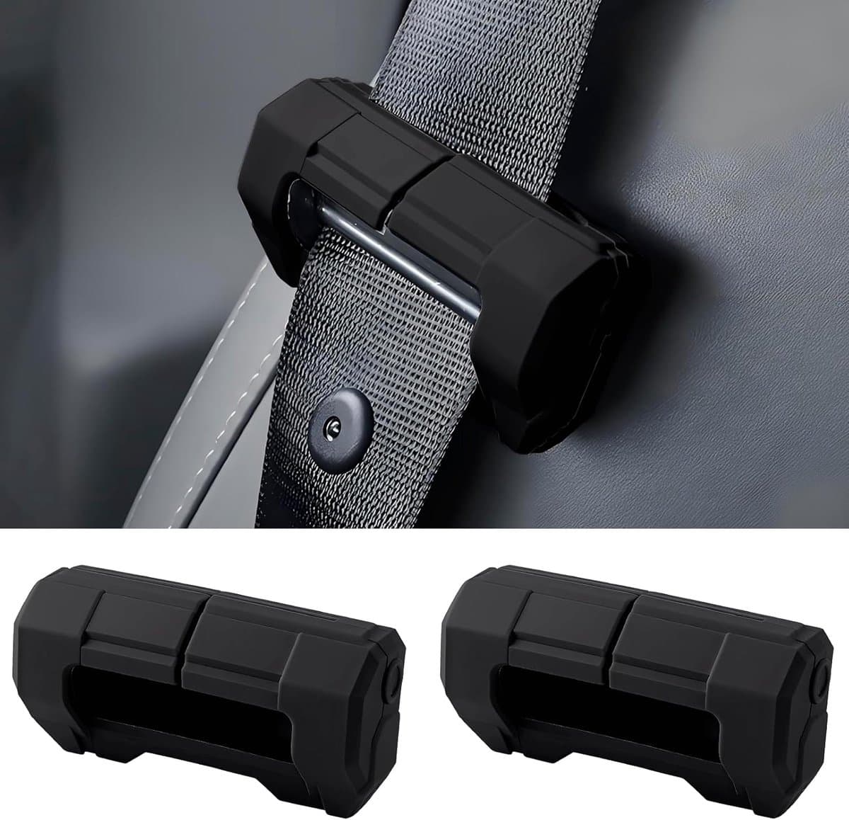 Gordelgesp Afdekkingen - Veiligheid Clips - Auto Interieur - Krasbestendig Siliconen - 8.9 x 4.5 cm - Zwart