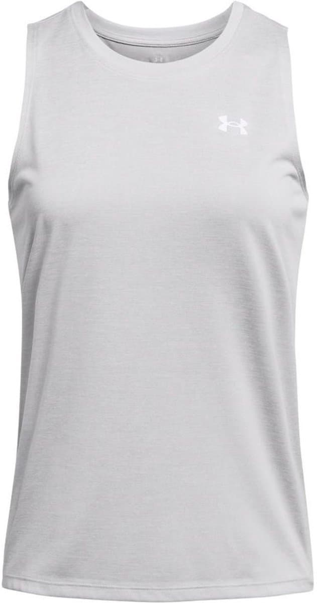 Under Armour Tech Tank Twist-GRY Dames Sportshirt - Halo Grijs / Wit