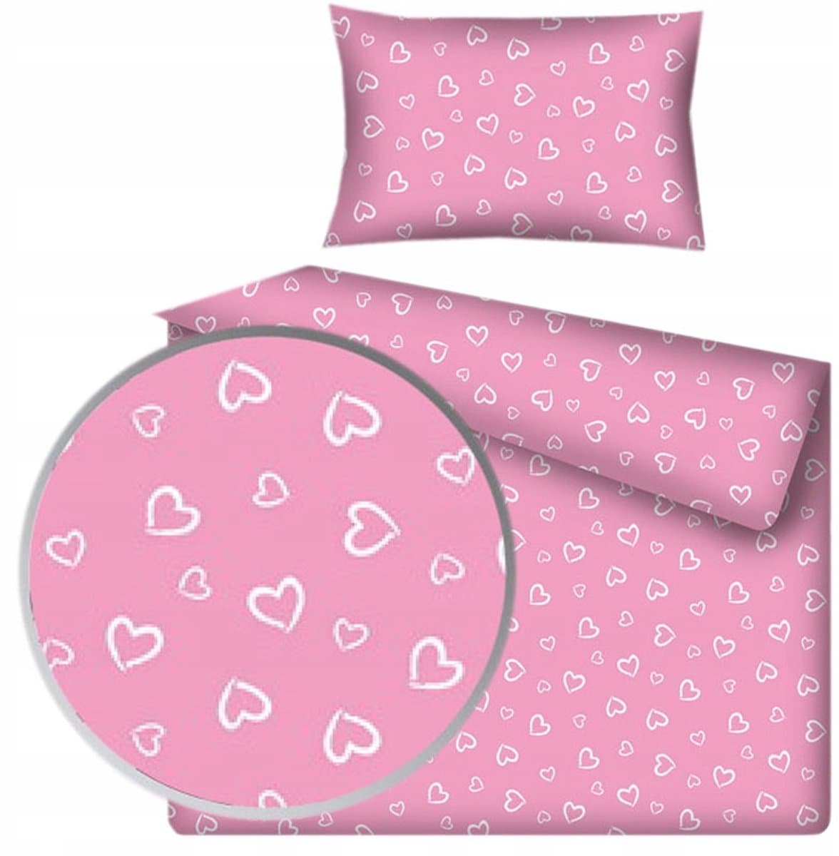Roze Kinderbeddengoed Set Hartjes 100x135 cm
