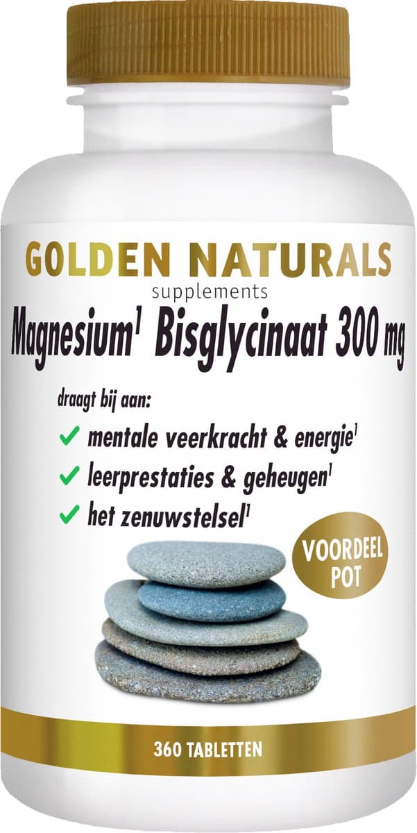 Golden Naturals Magnesium Bisglycinaat 300mg (360 veganistische tabletten)
