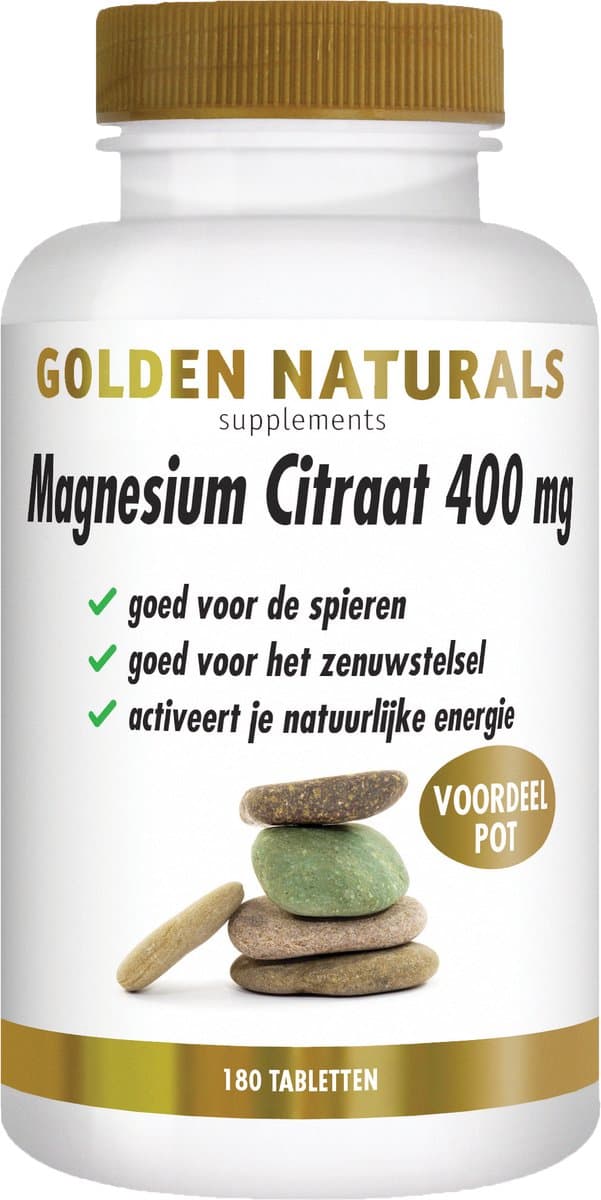 Golden Naturals Magnesium Citraat 400mg (180 veganistische tabletten)