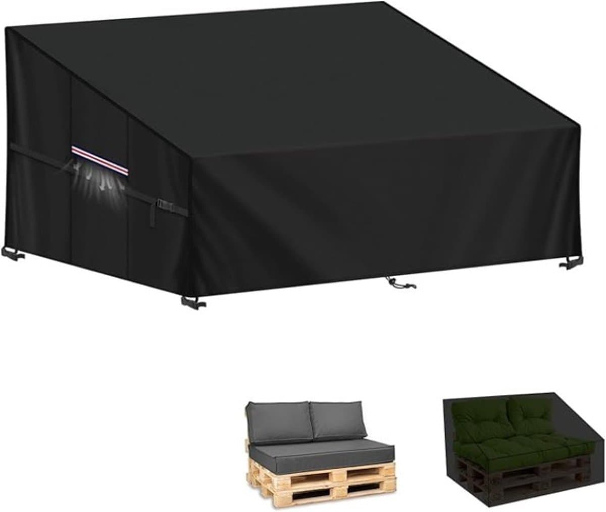 PolkaHome Tuinbankhoes 2-Zits Waterdichte Beschermhoes voor Tuinbank, Palletbank en Loungeset, 420D Oxford Stof met Ventilatieopeningen, 138x99x80/40 cm