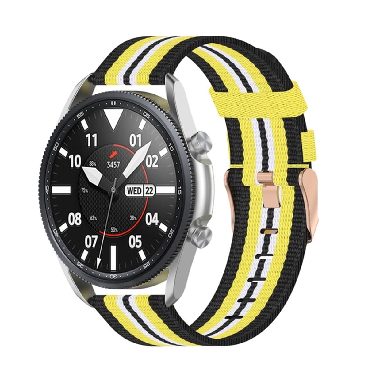 Voor Galaxy Watch 3 41 mm geweven nylon getextureerde band, maat: gratis maat 20 mm (zwart geel)