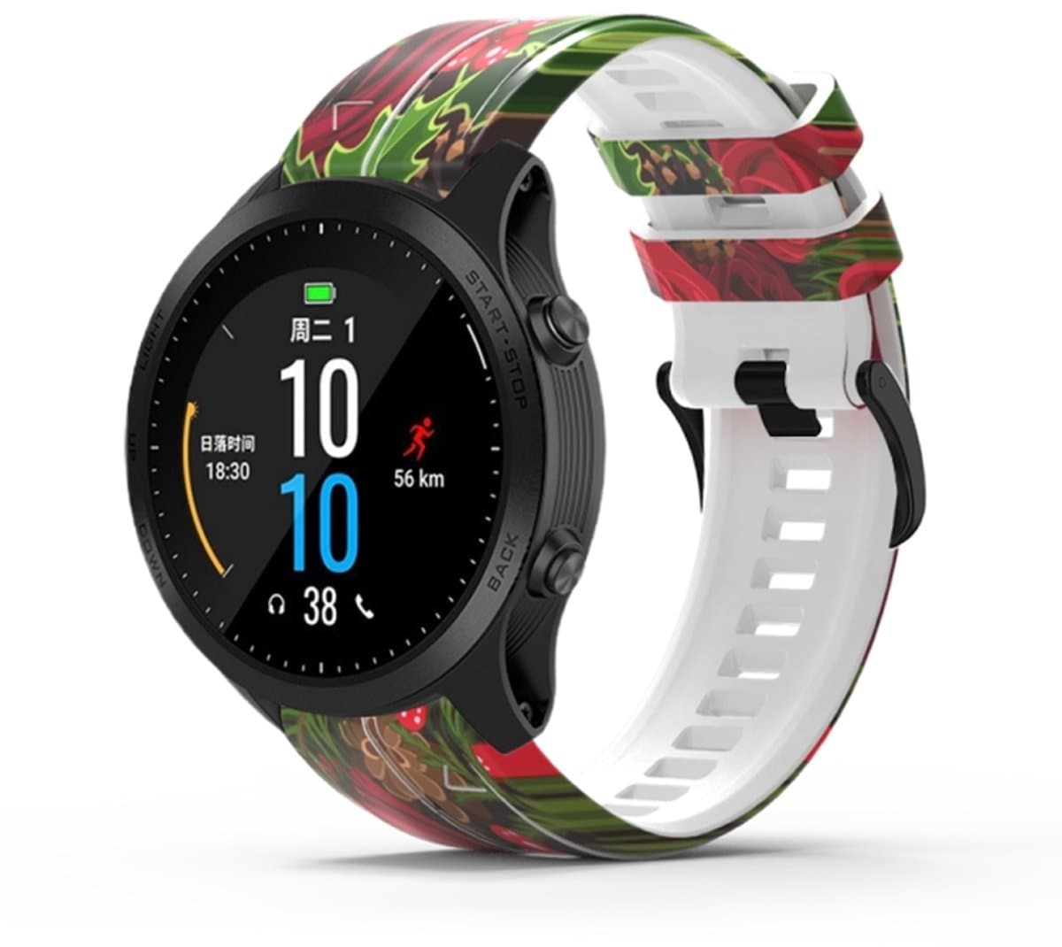 Voor Garmin Forerunner 965 / 955 / 945 / 935 Printing Quick Release siliconen horlogeband (roze bloem)