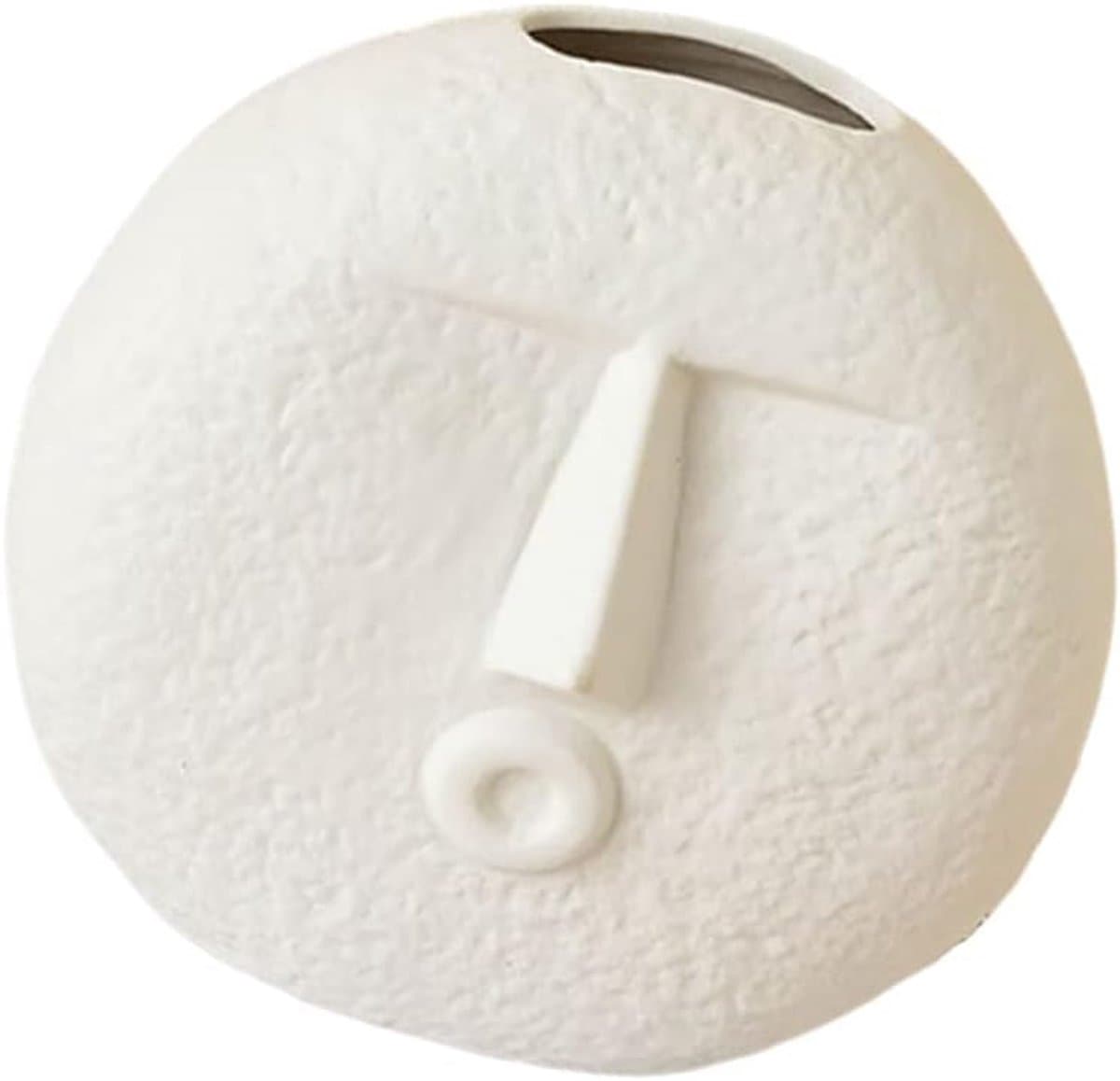 Keramische Vaas - Bloempot Beeld - Decoratie Huis - Menselijke Vorm - 13x12.5x6CM - Wit