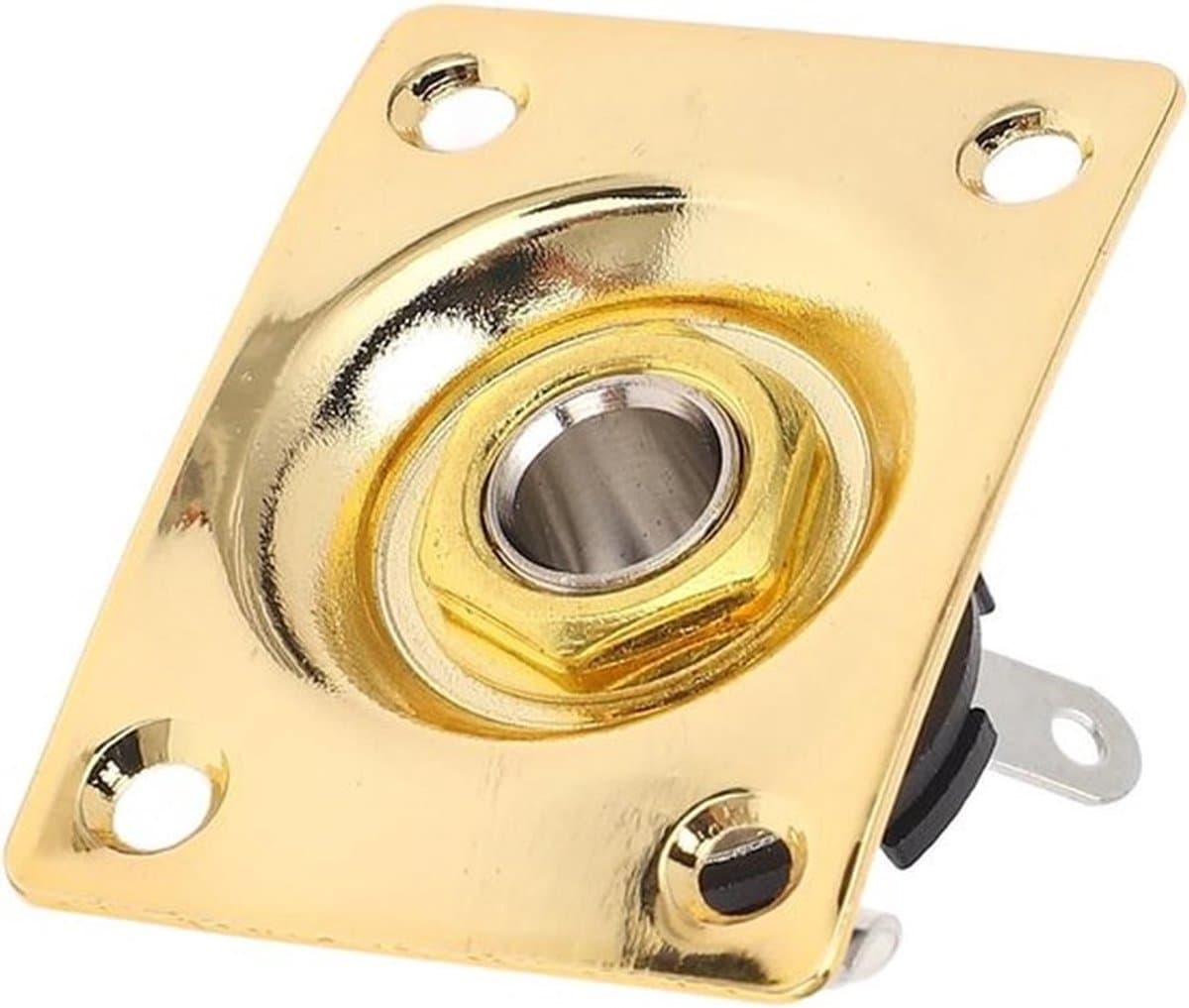 Metalen Gitaaruitgangsplaat voor Elektrische Gitaar Bas-aansluiting - Compact en Duurzaam - Inclusief Schroeven - Geschikt voor Telecaster Gitaren - Goudkleurig