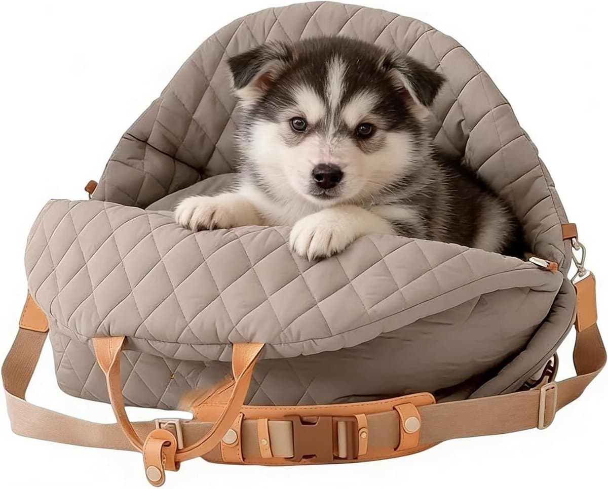 Huisdier autostoel - Reismand hond - Veilig reizen - Ademend mesh materiaal - 40 x 30 x 6 cm - Kameel