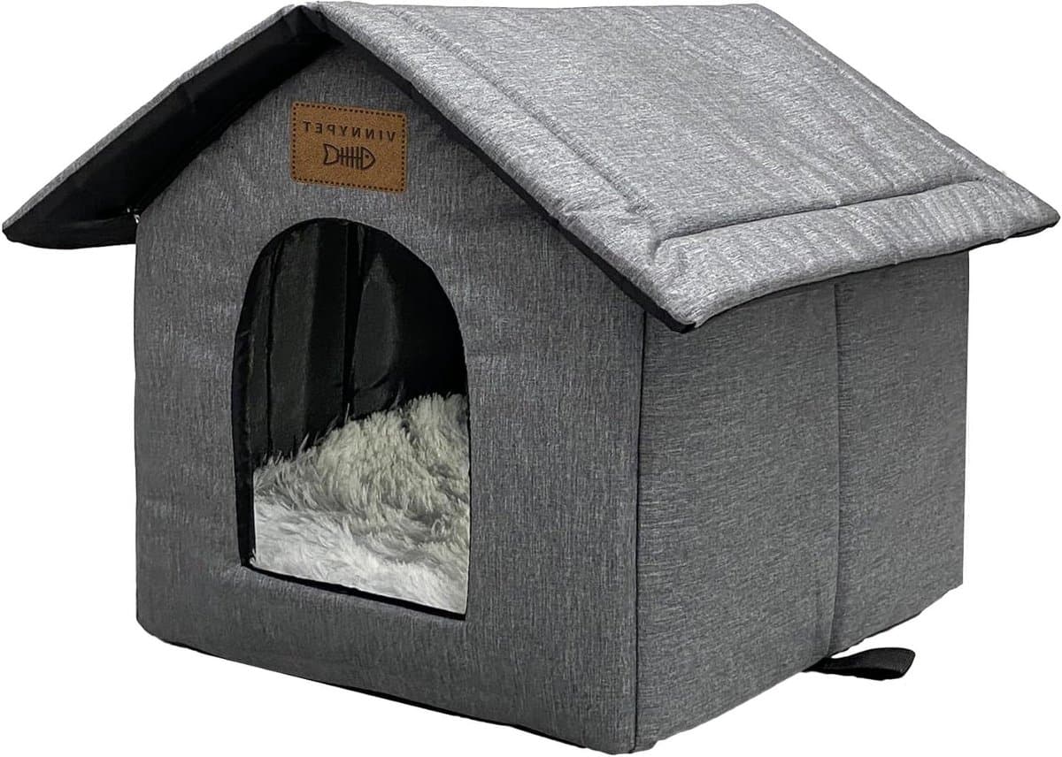 Kattenhuis Buiten - Huisdier Schuilplaats - Bescherming Weer - Waterdicht Oxford - 45 x 40 x 45 cm - Grijs