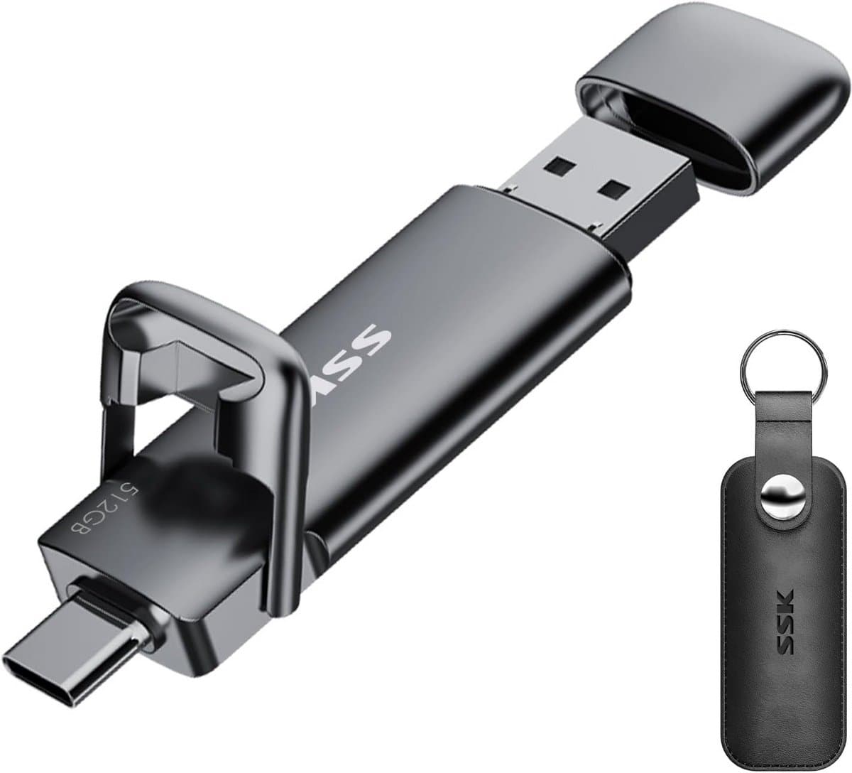 512GB USB C Externe SSD met 550 MB/s Snelheid - Dual USB Type C & USB A