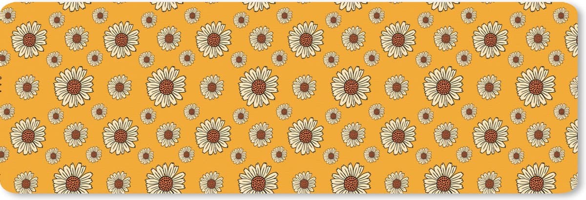 Muismat XXL 90x30 cm - Bureau onderlegger - Bureau mat Patronen - Vintage - Bloemen - Geel - Bureaumat - Gaming mousepad xl - Bureaulegger groot - Computer deskmat