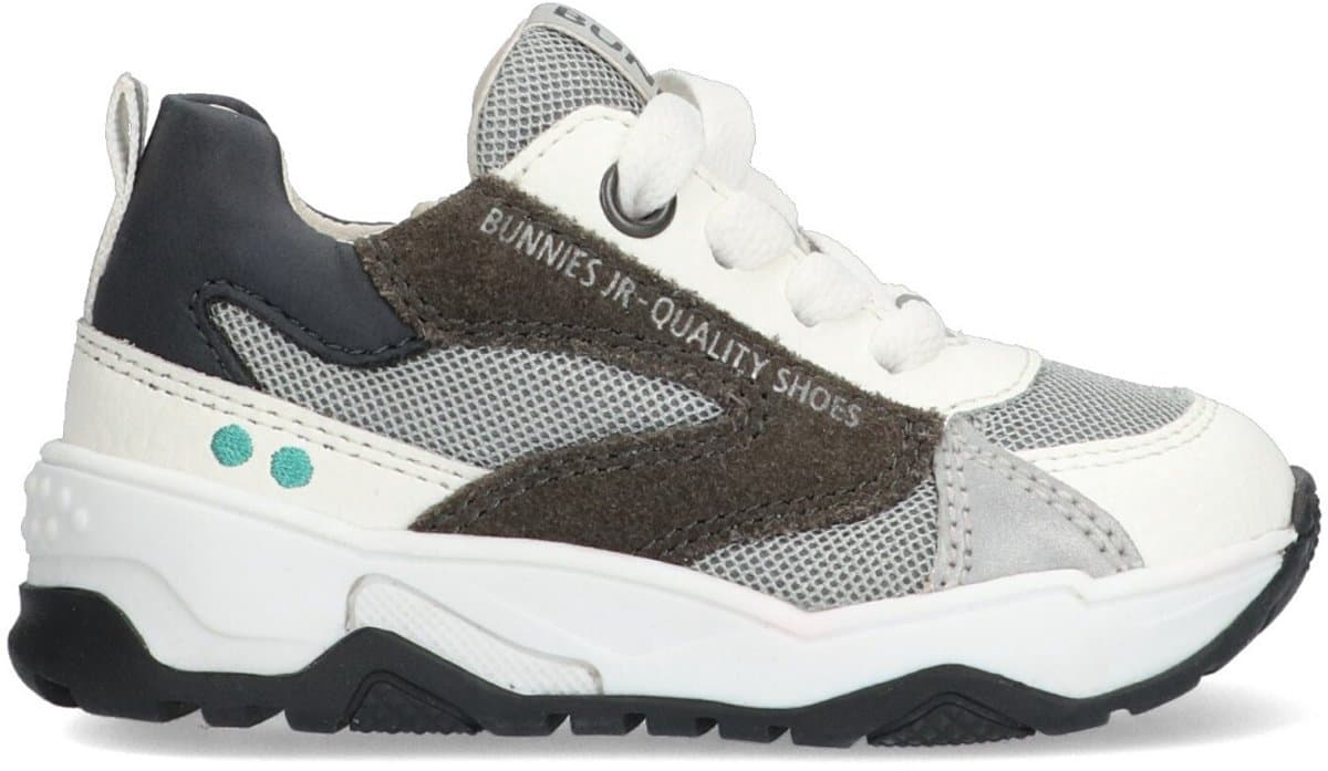 BunniesJR 225374-581 Jongens Lage Sneakers - Grijs/Blauw/Wit - Leer - Veters