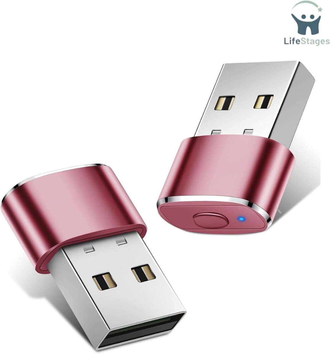 LifeStages - Mouse Jiggler - Mouse Jiggler USB-Muismover - Niet Detecteerbaar - Met Schakelaarknop - Metalen Muis-Beweger - Automatische Muis-Jiggler Met 2 Jiggler-Modi - Plug & Play - Houdt Computer/Laptop Wakker en Roségoud