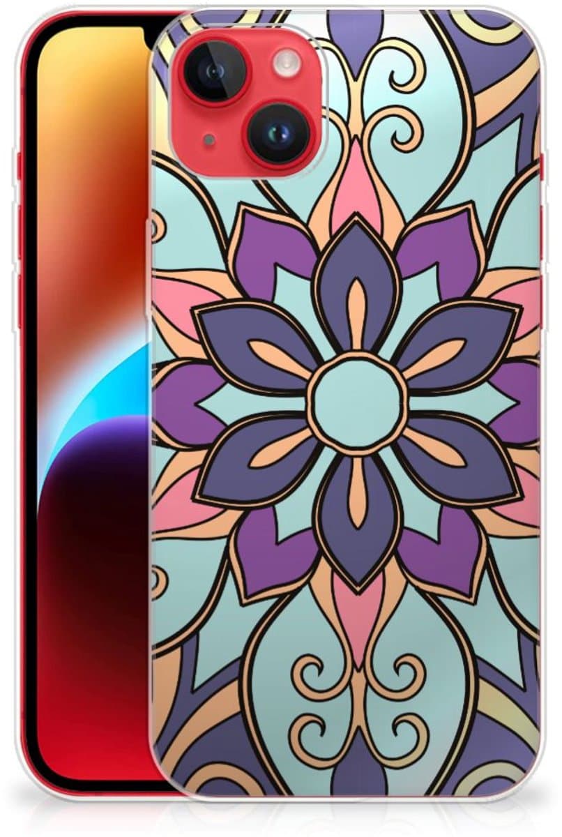 Back Cover voor iPhone 14 Plus TPU Case Purple Flower