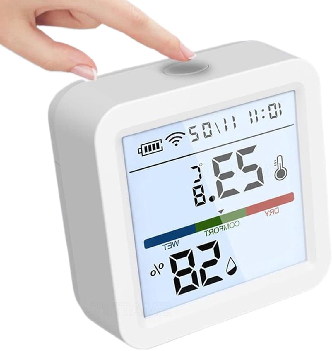 Temperatuur Vochtigheid Monitor - Luchtkwaliteit Sensor - Binnenklimaat Bewaken - Hoge Nauwkeurigheid - 56x56x23cm - Wit
