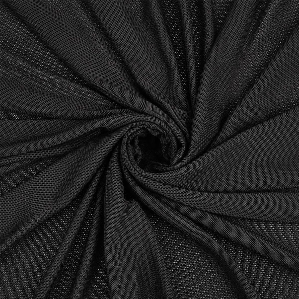 Dailygoods- Mesh Stof 4-Weg Stretch - Zwart - Lichtgewicht - Polyester/Spandex - 1,55x1,65m - 0,3mm Dikte