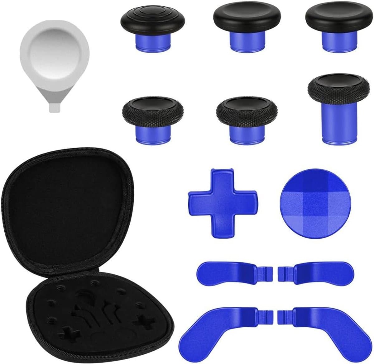 Metalen thumbsticks en analoge joysticks met coating voor Xbox One Elite en Elite Series 2 controllers, blauw en zwart