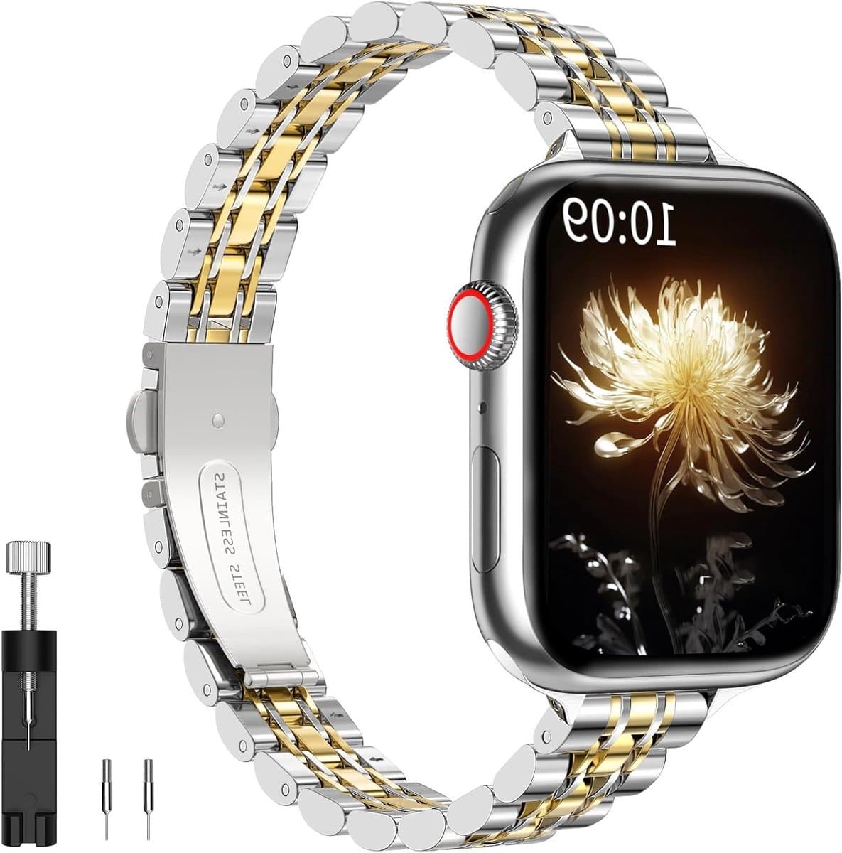 Verstelbare RVS Horlogeband voor Apple Watch 38/40/41/42 mm - Geschikt voor Series 1 t/m 10, Luxe en Duurzaam Design voor Vrouwen