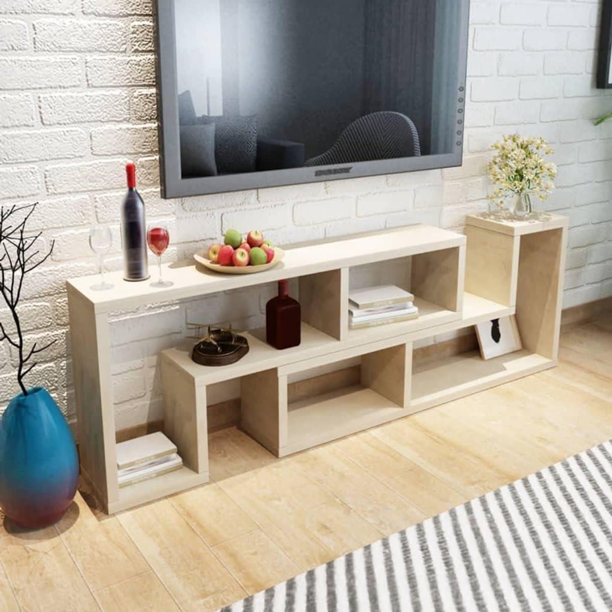 Televisiekast Mediarek - Tv-commode Opbergruimte - Apparaten Organiseren - Variabele Configuratie - 120 cm Breed - Eiken Bruin